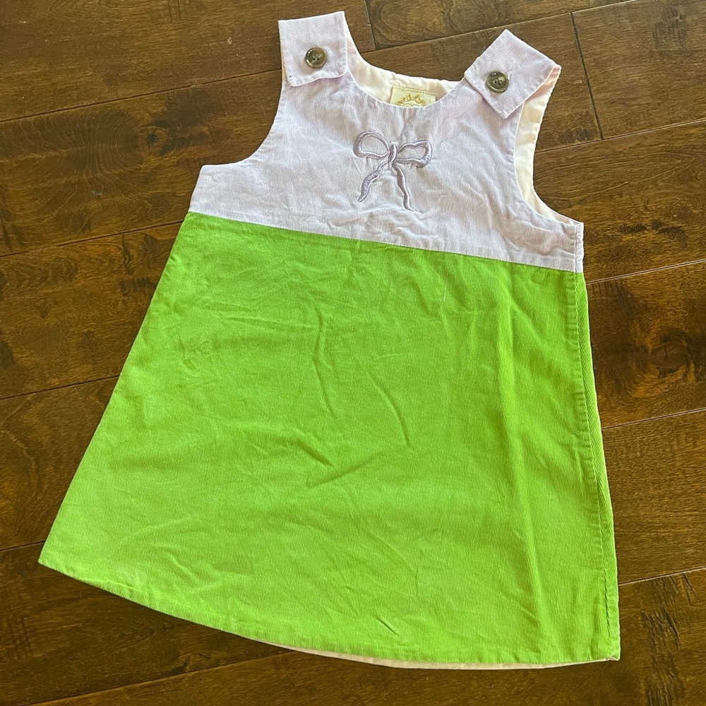 TBBC Corduroy Jumper Dress Green and Lavender- sz 5